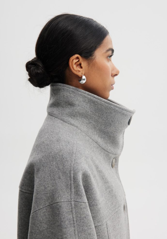 wełniana kurtka ida szara