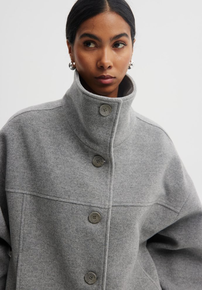 wełniana kurtka ida szara