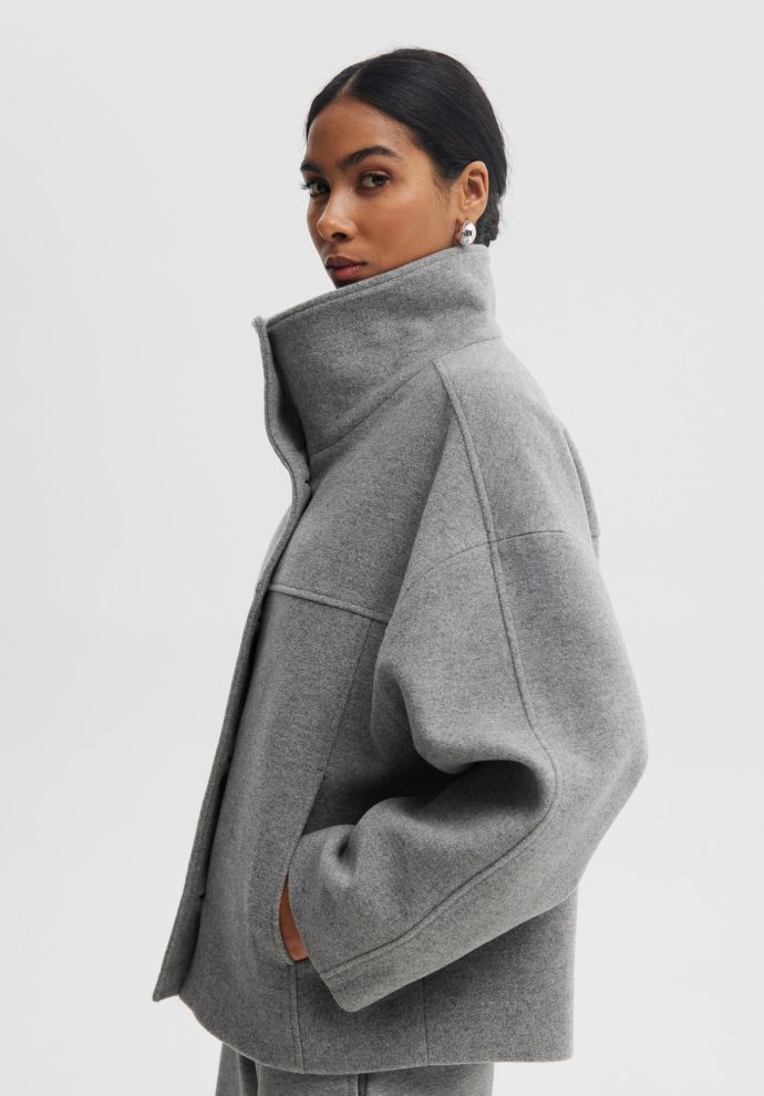 wełniana kurtka ida szara