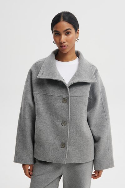 wełniana kurtka ida szara