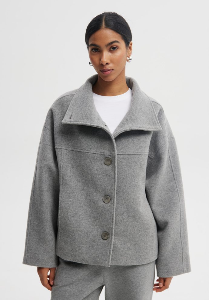 wełniana kurtka ida szara