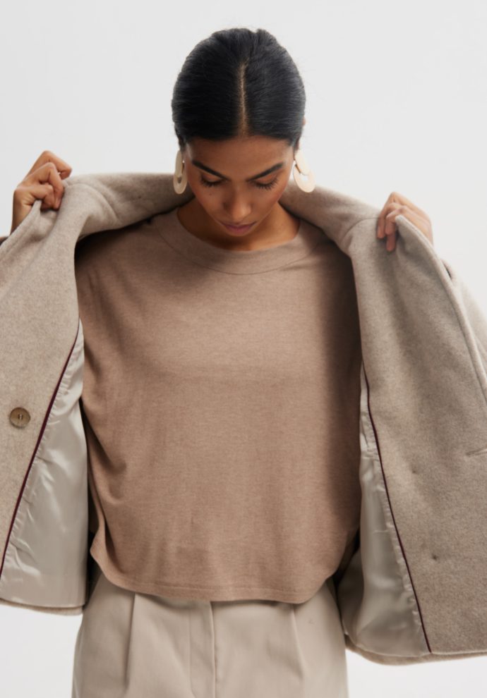 WEŁNIANA KURTKA WILLOW BEŻOWA