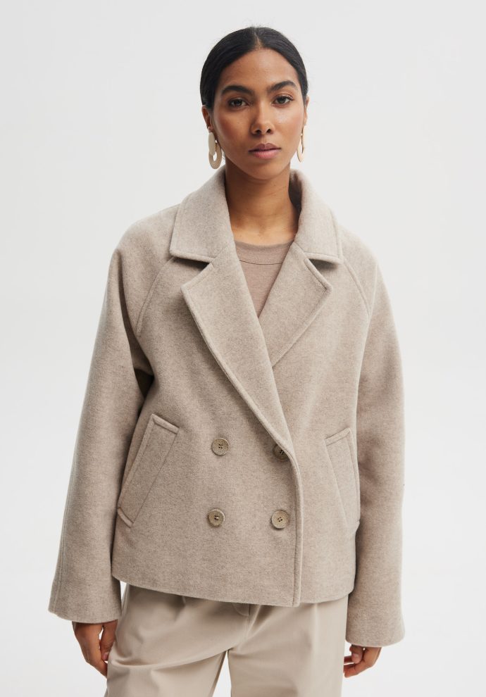 WEŁNIANA KURTKA WILLOW BEŻOWA