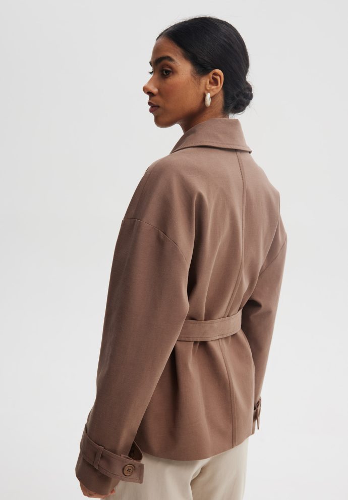 krótki trencz pablo brązowy