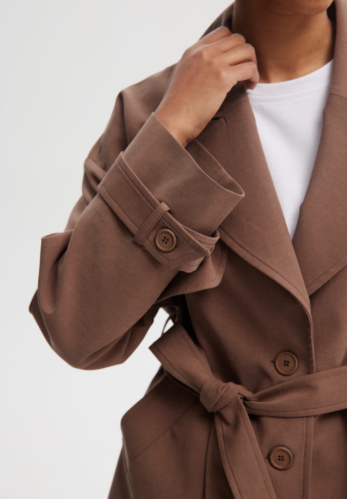 krótki trencz pablo brązowy