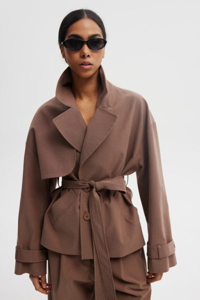 krótki trencz pablo brązowy