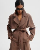 krótki trencz pablo brązowy