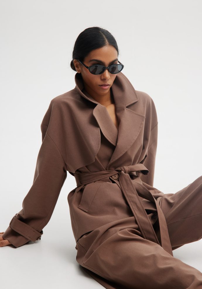 krótki trencz pablo brązowy