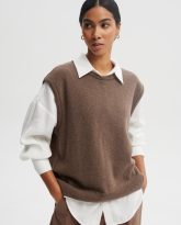 WEŁNIANA KAMIZELKA LAURA BRĄZOWA