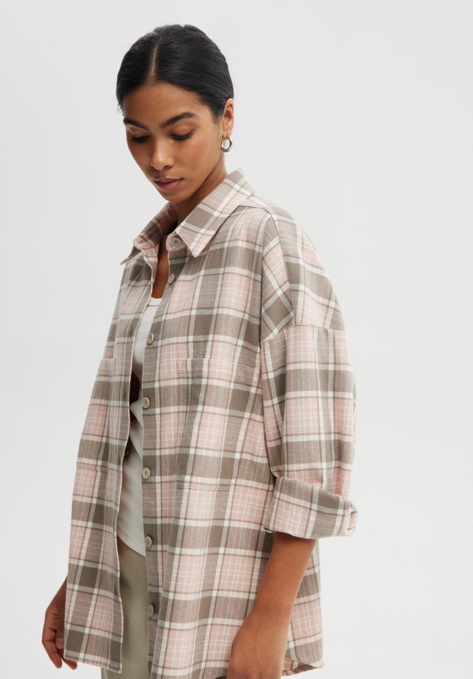 KOSZULA ANA OLIWKOWO- RÓŻOWA