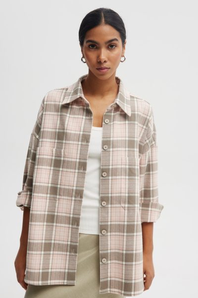 KOSZULA ANA OLIWKOWO- RÓŻOWA