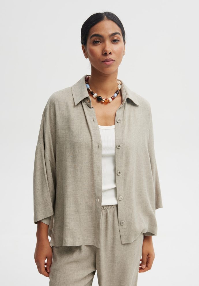 KOSZULA MEL MELANŻ OLIWKA