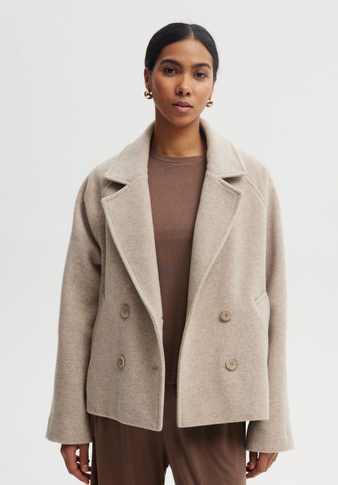 WEŁNIANA KURTKA WILLOW BEŻOWA