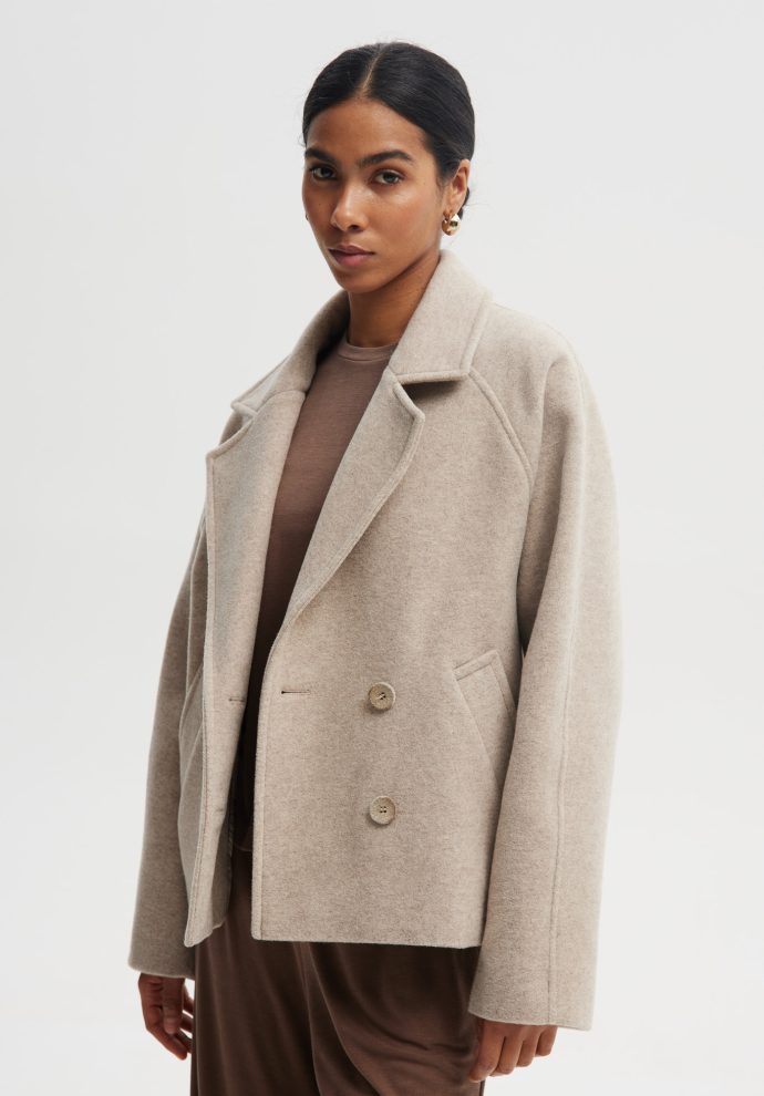 WEŁNIANA KURTKA WILLOW BEŻOWA