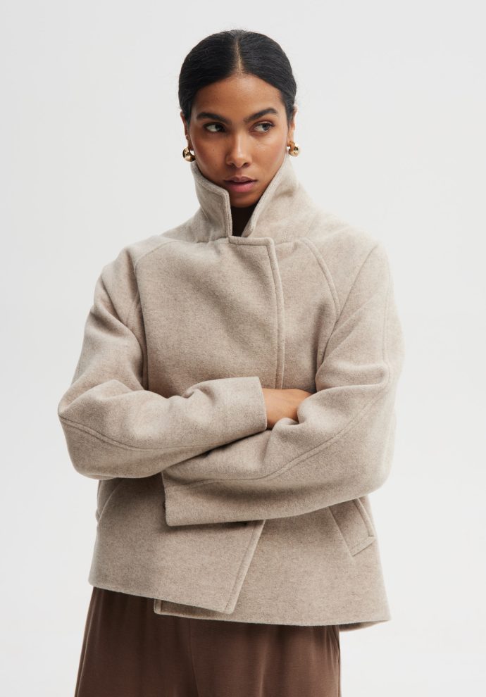 WEŁNIANA KURTKA WILLOW BEŻOWA