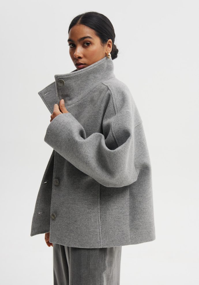 wełniana kurtka ida szara