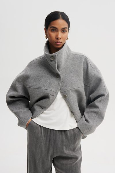 wełniana kurtka ida szara