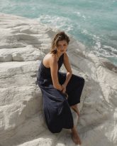 spodnie kate granatowe