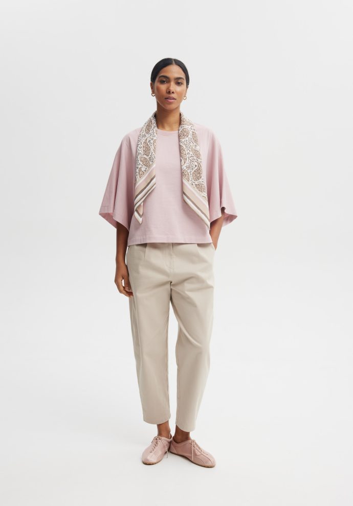 apaszka zoe beżowo- biała