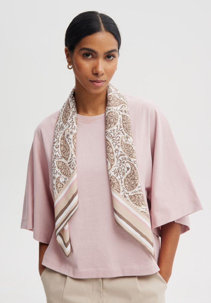 apaszka zoe beżowo- biała