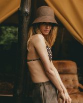 KAPELUSZ BUCKET RETRO BRĄZOWY