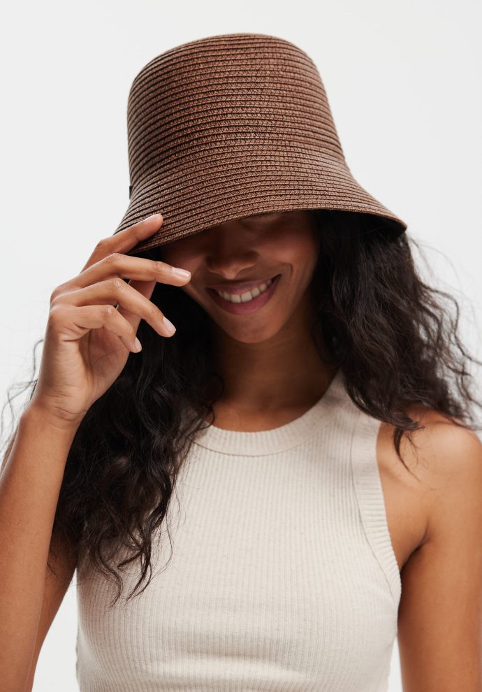 kapelusz backet retro brązowy