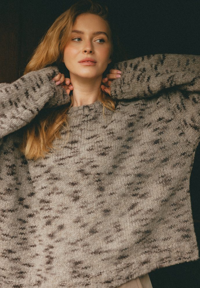 wełniany sweter lotos taupe