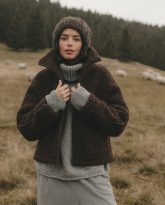 WEŁNIANA KURTKA TEDDY CZEKOLADOWY