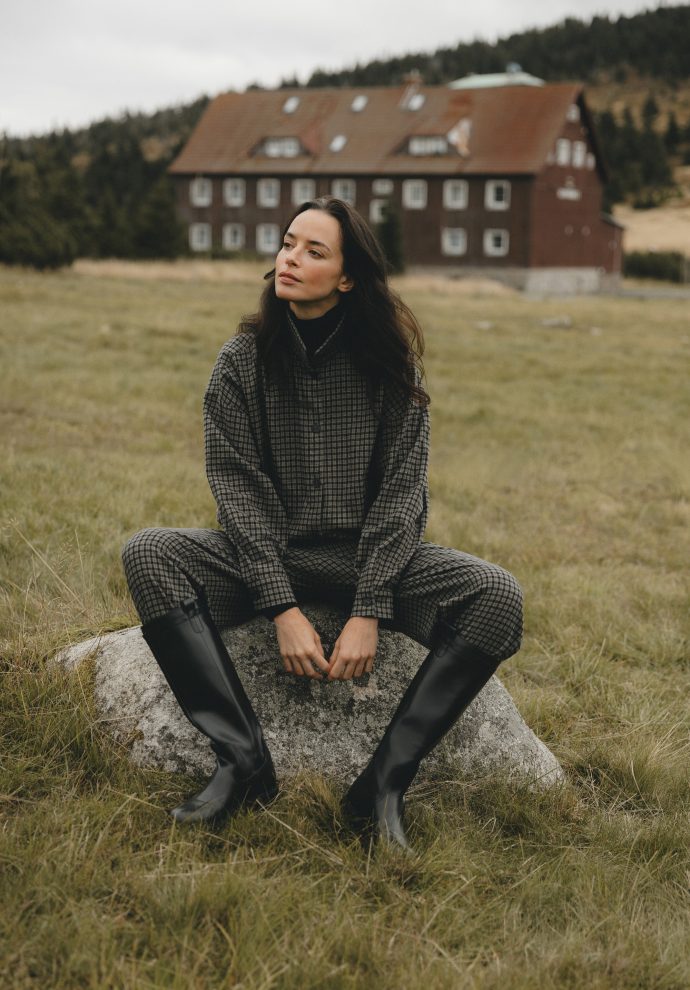 spodnie pilar czarno-szare
