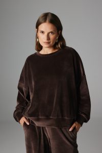 WELUROWA BLUZA PAULA CZEKOLADOWA