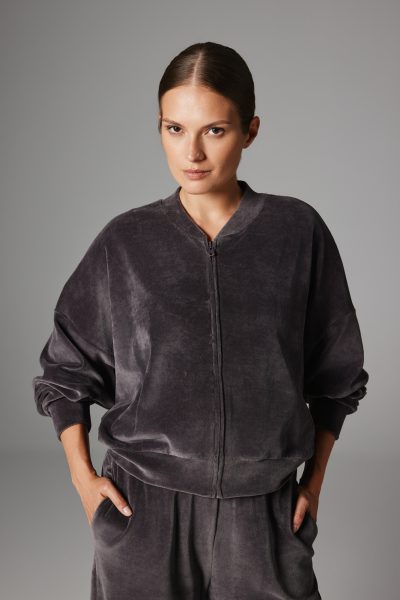 WELUROWA BLUZA NELLI ANTRACYT