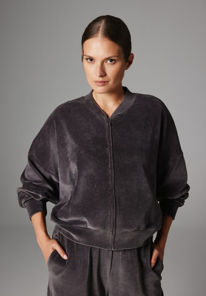 WELUROWA BLUZA NELLI ANTRACYT